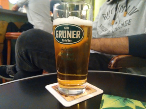 Grüner Helles in a Glass