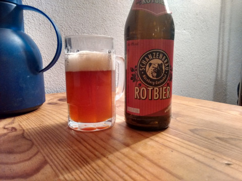 Schanzenbräu Rotbier poured in a glass