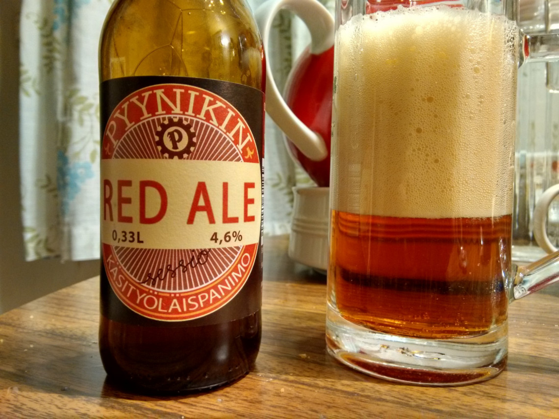 Pyynikin Sessio Red Ale on the table